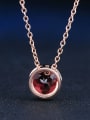 thumb Simple Round Red Garnet Rose Gold Plated Necklace 3
