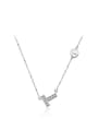 thumb Simple T-shaped Rhinestones Silver Necklace 0