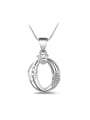 thumb Simple Hollow Oval Cubic Zirconias Pendant Copper Necklace 0