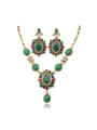 thumb Ethnic style Oval Green Resin stones Alloy Two Pieces Jewelry Set 0