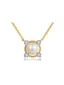 thumb Square Shaped Necklace Gold Plated with Freshwater Pearl 0