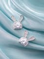 thumb 925 Sterling Silver With Platinum Plated Cute Rabbit Stud Earrings 0