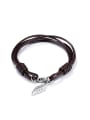 thumb Retro style Brown Artificial Leather Leaf Bracelet 0