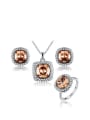 thumb High-quality Square Shaped Austria Crystal Three Pieces Jewelry Set 0