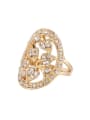thumb 18K Gold Plated Hollow White Crystals Alloy Ring 1