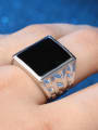 thumb Retro style Black Enamel Silver Plated Alloy Ring 1