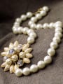 thumb Beautiful Glass Pearl Flower Alloy Necklace 1