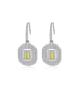 thumb 925 Sterling Silver With Platinum Plated Delicate Square Hook Earrings 0