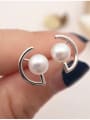 thumb Freshwater Pearl Hollow Crescent stud Earring 1