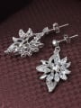 thumb Creative Platinum Plated Flower Shaped Zircon Drop Earrings 1