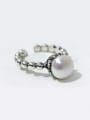 thumb Simple Artificial Pearl Tiny Beads-band Opening Silver Ring 0