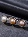 thumb Sterling Silver 9-9.5mm natural pearl free size ring 2