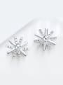 thumb Simple Cubic Zirconias-studded Snowflake 925 Silver Stud Earrings 2