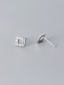thumb 925 Sterling Silver With Platinum Plated Simplistic Hollow Square Stud Earrings 3