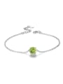 thumb Natural Green Stone Platinum Plated Silver Bracelet 0