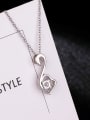 thumb Fashion Heart Swan Zirconias Pendant Copper Necklace 2