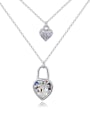 thumb Simple Heart austrian Crystals Double Layer Alloy Necklace 2