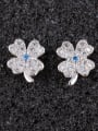 thumb Spinel Blue Leaves S925 Sterling Silver Ear Needle stud Earring 0