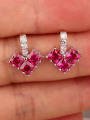 thumb Qing Xing Square Red Corundum Exclusive Customization Cluster earring 3