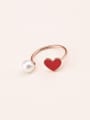 thumb Red Glue Artificial Pearl Opening Ring 0