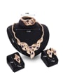 thumb Alloy Imitation-gold Plated Fashion Artificial Gemstones Leaves-shaped Four Pieces Jewelry Set 2