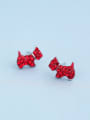 thumb Tiny Cubic Zirconias-covered Puppy 925 Silver Stud Earrings 0