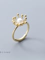 thumb Sterling silver golden sun flower synthetic pearl ring 0