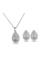 thumb High Quality Water Drop Shaped Zircon Two Pieces Jewelry Set 0