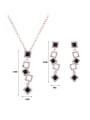 thumb Alloy Rose Gold Plated Fashion Artificial Stones Hollow Squares Two Pieces Jewelry Set 2