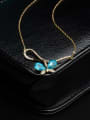 thumb Blue Zircon Gold Plated Butterfly Shaped Necklace 1