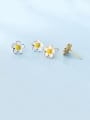 thumb 925 Sterling Silver With Platinum Plated Cute Flower Stud Earrings 2