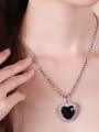 thumb Copper Alloy White Gold Plated Fashion Love Heart Artificial Crystal Necklace 1