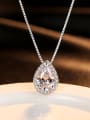 thumb Sterling Silver classic zircon water Drop Necklace 0