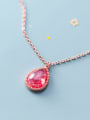 thumb 925 Sterling Silver With  Ruby Simplistic Water Drop Necklaces 2