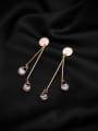 thumb Copper With  Cubic Zirconia Simplistic Round Threader Earrings 3
