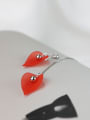thumb Asymmetrical Red Petals Bead Earrings 1