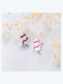 thumb 925 Sterling Silver With Platinum Plated Cartoon little Snowman Christmas Old Mman Stud Earrings 1
