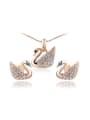 thumb Alloy Rose Gold Plated Fashion Austria Crystal Swan Two Pieces Jewelry Set 0