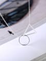 thumb Hollow Triangle Round Silver Necklace 0