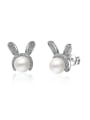 thumb Personalized Little Bunny Imitation Pearl Stud Earrings 0