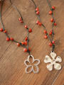 thumb Elegant Flower Shaped Red Beads Necklace 3