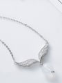 thumb Fashion White Crystal Bead Zircon Silver Necklace 2