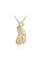 thumb Women Trendy Leaf Shaped Rhinestone Necklace 0