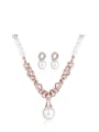 thumb Elegant Rose Gold Plated Artificial Pearl Geometric Two Pieces Jewelry Set 0