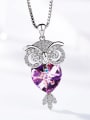 thumb Fashion Little Owl austrian Crystal Zircon Necklace 2