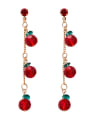 thumb Alloy With Rose Gold Plated Fashion Round  Cherry Bow Tassel Earrings 2