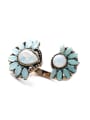 thumb Flowers Shape Artificial Stones Opening Statement Ring 0
