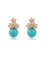 thumb Blue Beads Flower Shaped Drop Earrings 0