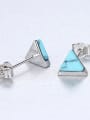 thumb Sterling silver retro triangle turquoise stud earrings 2