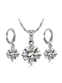 thumb Copper Alloy White Gold Plated Fashion Round Zircon Two Pieces Jewelry Set 0